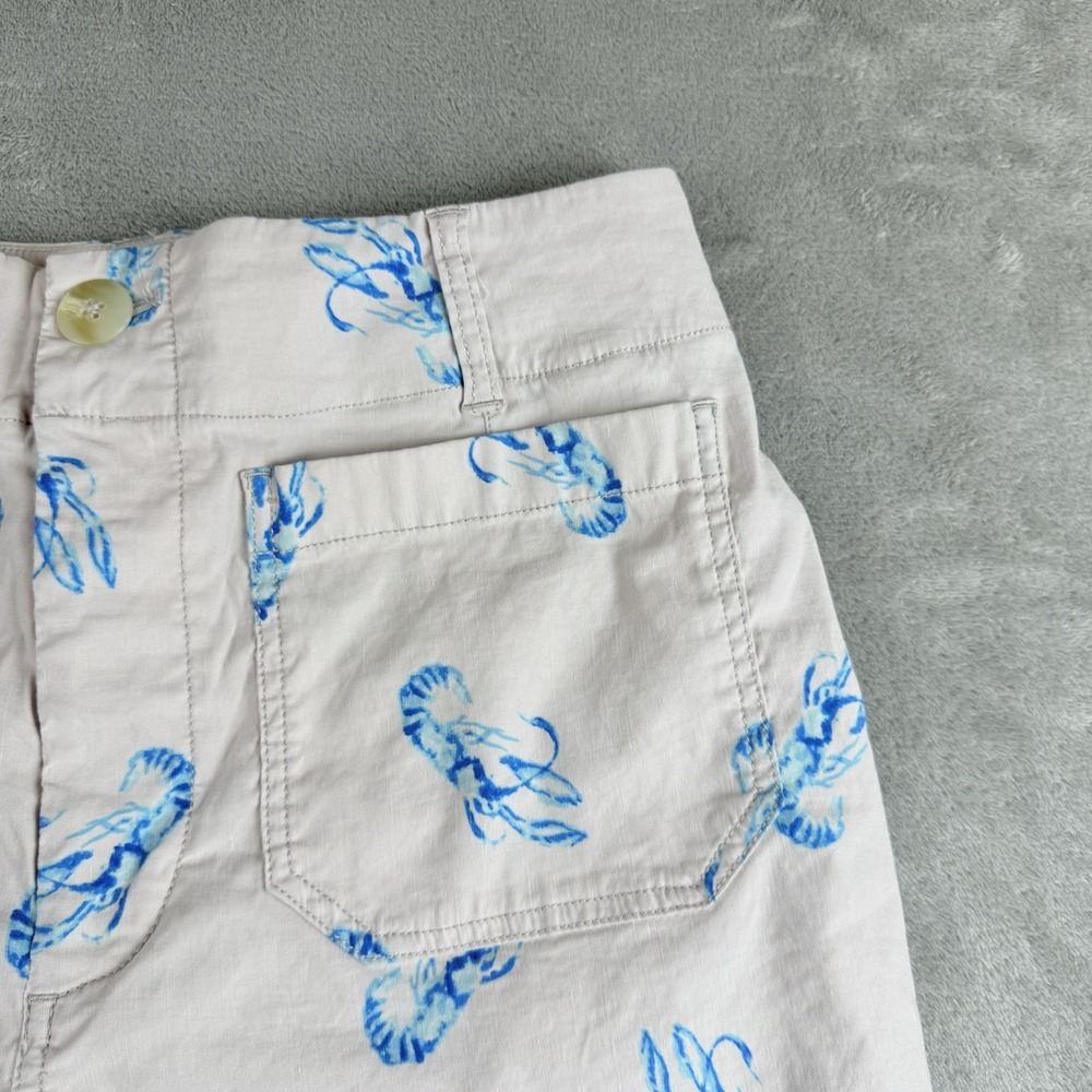 Maeve Anthropologie Pants Womens 29 Beige Collete Blue Lobster Cropped Wide Leg - Picture 9 of 16